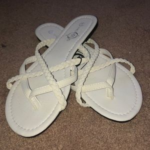 Cute white summer flip flops